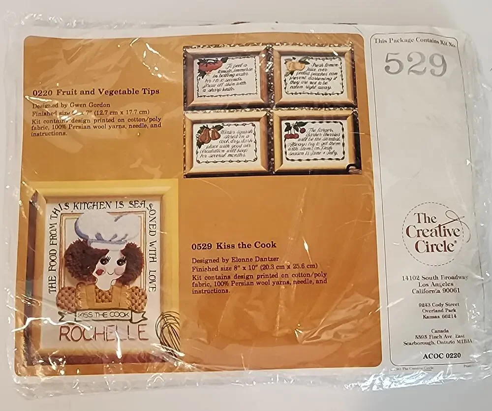The Creative Circle - Kiss the Cook Crewel Kit # 529 - Vintage 1981 - Sealed